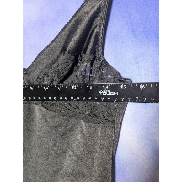 Vintage Vanity Fair Black Nylon Lace Slip Dress Size 38 Coquette Witchy Grunge - Picture 6 of 7